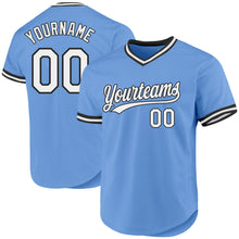Laden Sie das Bild in den Galerie-Viewer, Custom Light Blue White-Black Authentic Throwback Baseball Jersey
