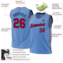 Load image into Gallery viewer, Custom Light Blue Red-Navy Authentic Throwback Basketball Jersey
