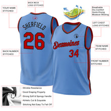Load image into Gallery viewer, Custom Light Blue Red-Black Authentic Throwback Basketball Jersey
