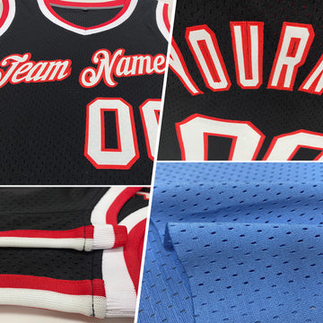 Custom Light Blue Royal-Red Authentic Throwback Basketball Jersey