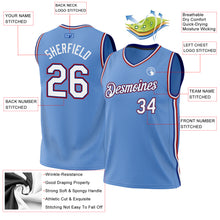 Load image into Gallery viewer, Custom Light Blue Royal-Red Authentic Throwback Basketball Jersey
