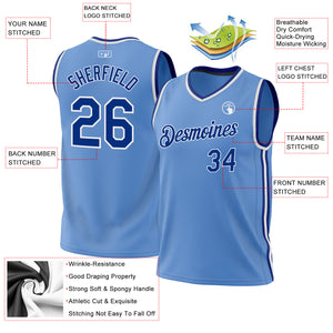 Custom Light Blue Royal-White Authentic Throwback Basketball Jersey