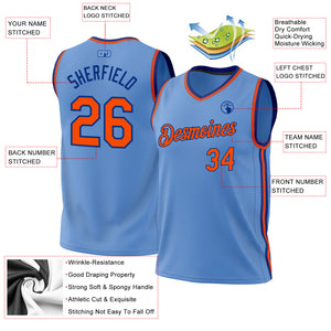 Custom Light Blue Orange-Royal Authentic Throwback Basketball Jersey