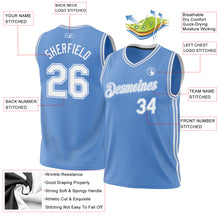 Load image into Gallery viewer, Custom Light Blue White-Light Blue Authentic Throwback Basketball Jersey
