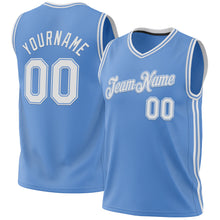 Load image into Gallery viewer, Custom Light Blue White-Light Blue Authentic Throwback Basketball Jersey
