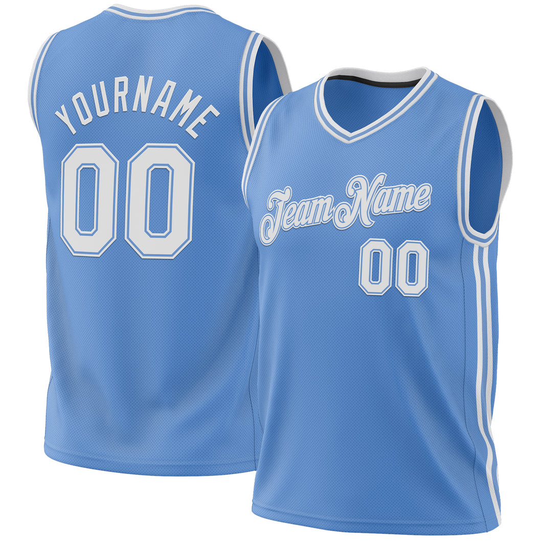 Custom Light Blue White-Light Blue Authentic Throwback Basketball Jersey