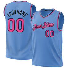 Laden Sie das Bild in den Galerie-Viewer, Custom Light Blue Pink-Black Authentic Throwback Basketball Jersey

