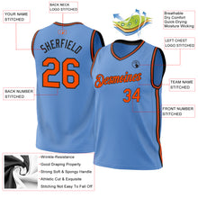 Load image into Gallery viewer, Custom Light Blue Orange-Black Authentic Throwback Basketball Jersey
