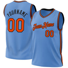 Laden Sie das Bild in den Galerie-Viewer, Custom Light Blue Orange-Black Authentic Throwback Basketball Jersey
