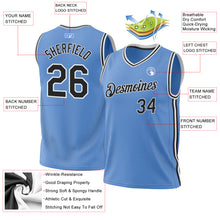 Load image into Gallery viewer, Custom Light Blue Black-White Authentic Throwback Basketball Jersey
