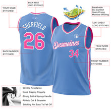 Load image into Gallery viewer, Custom Light Blue Pink-White Authentic Throwback Basketball Jersey
