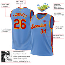 Load image into Gallery viewer, Custom Light Blue Red-Gold Authentic Throwback Basketball Jersey
