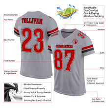 Charger l&#39;image dans la galerie, Custom Light Gray Red-Black Mesh Authentic Football Jersey
