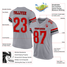Load image into Gallery viewer, Custom Light Gray Red-Black Mesh Authentic Football Jersey
