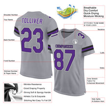 Laden Sie das Bild in den Galerie-Viewer, Custom Light Gray Purple-Black Mesh Authentic Football Jersey
