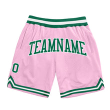 Laden Sie das Bild in den Galerie-Viewer, Custom Light Pink Kelly Green-White Authentic Throwback Basketball Shorts

