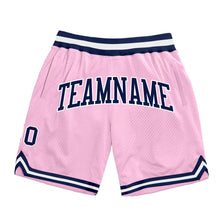 Load image into Gallery viewer, Custom Light Pink Navy-White Authentic Throwback Basketball Shorts
