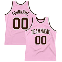 Laden Sie das Bild in den Galerie-Viewer, Custom Light Pink Brown-White Authentic Throwback Basketball Jersey

