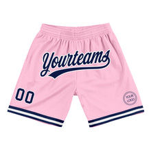 Laden Sie das Bild in den Galerie-Viewer, Custom Light Pink Navy-White Authentic Throwback Basketball Shorts
