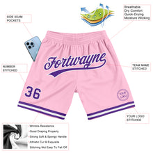 Laden Sie das Bild in den Galerie-Viewer, Custom Light Pink Purple-White Authentic Throwback Basketball Shorts

