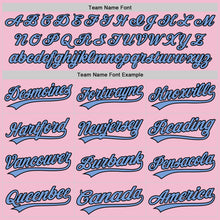 Load image into Gallery viewer, Custom Light Pink Light Blue-Black Authentic Throwback Baseball Jersey
