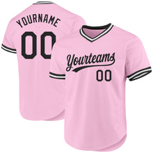 Laden Sie das Bild in den Galerie-Viewer, Custom Light Pink Black-White Authentic Throwback Baseball Jersey
