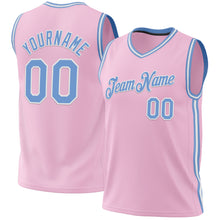 Laden Sie das Bild in den Galerie-Viewer, Custom Light Pink Light Blue-White Authentic Throwback Basketball Jersey
