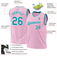 Load image into Gallery viewer, Custom Light Pink Teal-White Authentic Throwback Basketball Jersey
