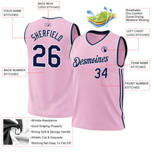 Laden Sie das Bild in den Galerie-Viewer, Custom Light Pink Navy-White Authentic Throwback Basketball Jersey

