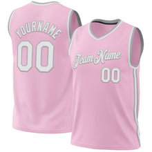 Laden Sie das Bild in den Galerie-Viewer, Custom Light Pink White-Gray Authentic Throwback Basketball Jersey
