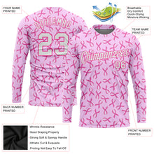 Laden Sie das Bild in den Galerie-Viewer, Custom Pink White Breast Cancer 3D Pattern Long Sleeve Performance T-Shirt
