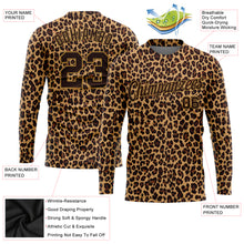 Laden Sie das Bild in den Galerie-Viewer, Custom Brown Brown-Old Gold Leopard 3D Pattern Long Sleeve Performance T-Shirt
