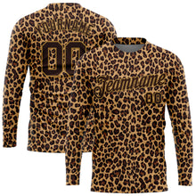 Laden Sie das Bild in den Galerie-Viewer, Custom Brown Brown-Old Gold Leopard 3D Pattern Long Sleeve Performance T-Shirt

