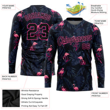 Laden Sie das Bild in den Galerie-Viewer, Custom Black Black-Pink Flamingo 3D Pattern Long Sleeve Performance T-Shirt
