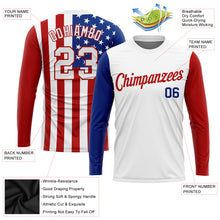 Laden Sie das Bild in den Galerie-Viewer, Custom White White Red-Royal American Flag Fashion 3D Long Sleeve Performance T-Shirt
