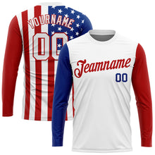 Laden Sie das Bild in den Galerie-Viewer, Custom White White Red-Royal American Flag Fashion 3D Long Sleeve Performance T-Shirt
