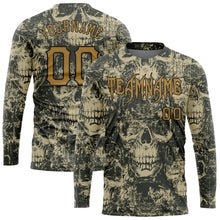 Load image into Gallery viewer, Custom 3D Pattern Halloween Skulls Long Sleeve Performance T-Shirt
