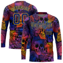 Load image into Gallery viewer, Custom 3D Pattern Halloween Skulls Long Sleeve Performance T-Shirt
