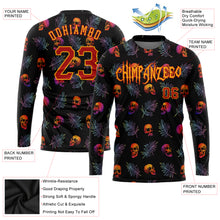 Laden Sie das Bild in den Galerie-Viewer, Custom 3D Pattern Halloween Skulls And Palm Leaves Long Sleeve Performance T-Shirt
