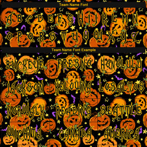 Custom 3D Pattern Halloween Pumpkins Bats Stars Long Sleeve Performance T-Shirt