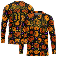 Load image into Gallery viewer, Custom 3D Pattern Halloween Pumpkins Bats Stars Long Sleeve Performance T-Shirt
