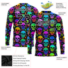 Laden Sie das Bild in den Galerie-Viewer, Custom 3D Pattern Bright Multicolored Halloween Skulls Long Sleeve Performance T-Shirt
