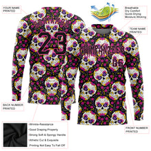 Laden Sie das Bild in den Galerie-Viewer, Custom 3D Pattern Halloween Skulls With Floral Long Sleeve Performance T-Shirt
