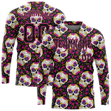 Laden Sie das Bild in den Galerie-Viewer, Custom 3D Pattern Halloween Skulls With Floral Long Sleeve Performance T-Shirt
