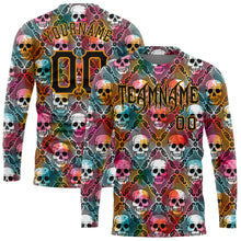 Load image into Gallery viewer, Custom 3D Pattern Halloween Skulls Long Sleeve Performance T-Shirt
