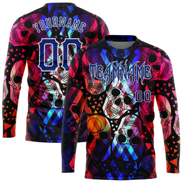 Cheap Custom Black Red Gold Royal-Light Blue Flame 3D Pattern Long Sleeve  Performance T-Shirt Free Shipping – CustomJerseysPro