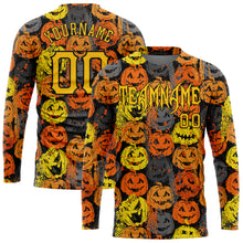 Load image into Gallery viewer, Custom 3D Pattern Halloween Pumpkins Long Sleeve Performance T-Shirt
