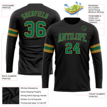 Load image into Gallery viewer, Custom Black Kelly Green-Old Gold Long Sleeve Performance T-Shirt
