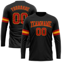 Charger l&#39;image dans la galerie, Custom Black Red-Gold Long Sleeve Performance T-Shirt
