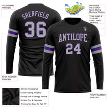 Загрузить изображение в средство просмотра галереи, Custom Black Gray-Purple Long Sleeve Performance T-Shirt

